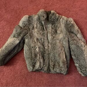Girls Rabbit Fur Jacket Sz 10